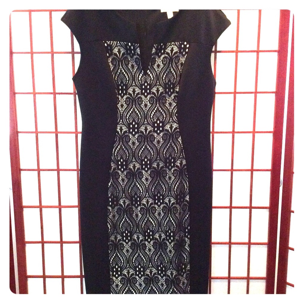 Sexy black dress with lace panel